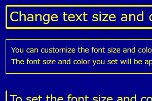 Yellow text on blue background
