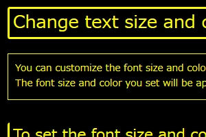 Yellow text on black background